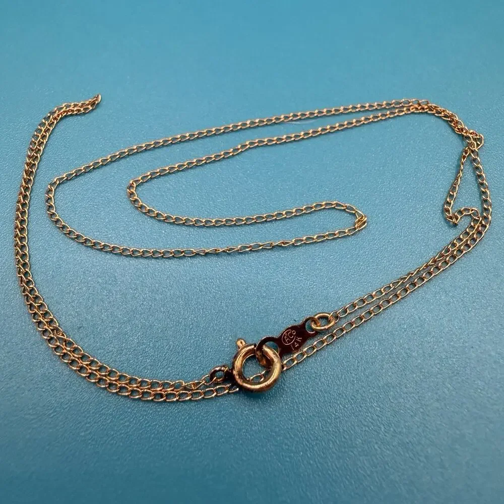 Vintage 14K Yellow Gold Fine Curb Link Chain Necklace 16